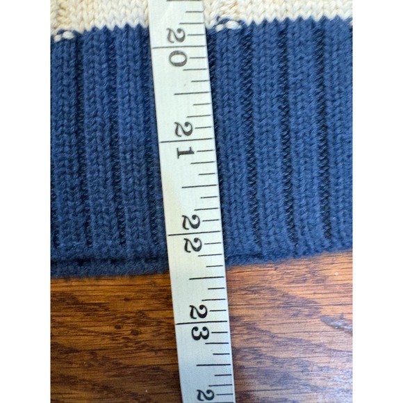 Jeanne Pierre Academia Prep Navy Cream Striped Cable Knit Cotton Sweater Size S - Picture 5 of 6
